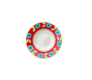 Color Me Mine - Clackamas Floral Red Rimmed Bowl